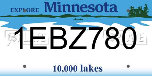 1EBZ780 Minnesota License Plate