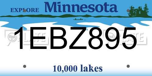 1EBZ895 Minnesota License Plate