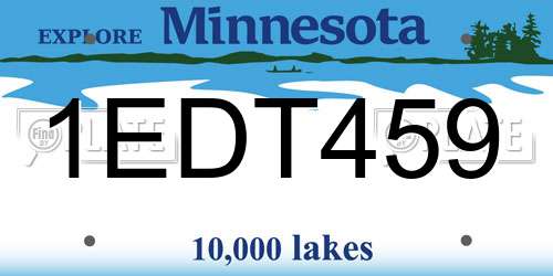 1EDT459 Minnesota License Plate