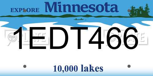 1EDT466 Minnesota License Plate