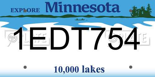 1EDT754 Minnesota License Plate