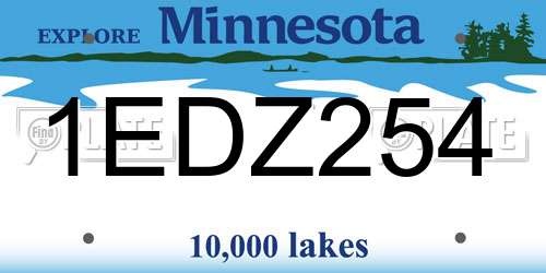 1EDZ254 Minnesota License Plate