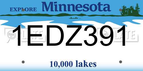1EDZ391 Minnesota License Plate