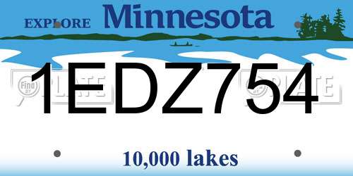 1EDZ754 Minnesota License Plate