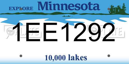 1EE1292 Minnesota License Plate