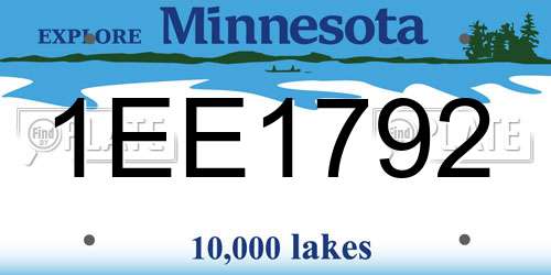 1EE1792 Minnesota License Plate