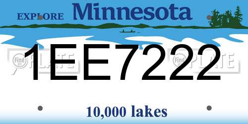 1EE7222 Minnesota License Plate