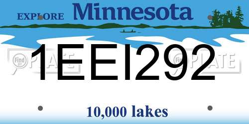 1EEI292 Minnesota License Plate