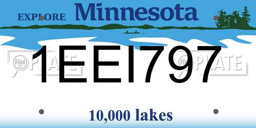 1EEI797 Minnesota License Plate