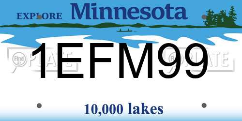 1EFM99 Minnesota License Plate