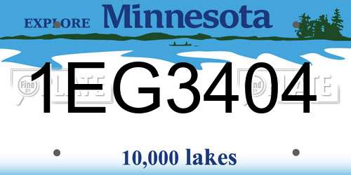 1EG3404 Minnesota License Plate