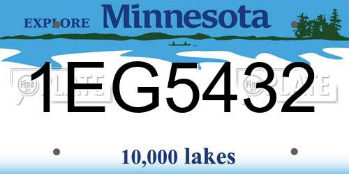 1EG5432 Minnesota License Plate