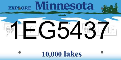 1EG5437 Minnesota License Plate