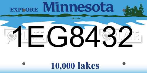 1EG8432 Minnesota License Plate