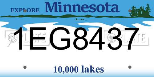 1EG8437 Minnesota License Plate