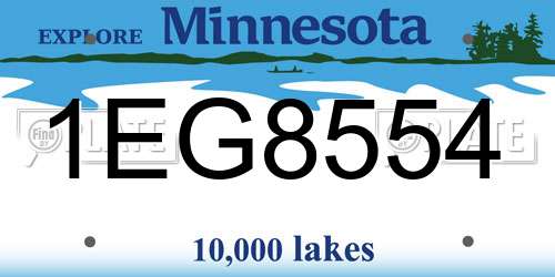 1EG8554 Minnesota License Plate