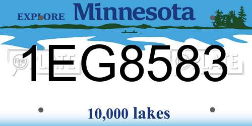 1EG8583 Minnesota License Plate