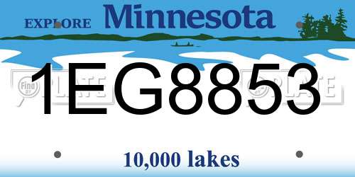 1EG8853 Minnesota License Plate