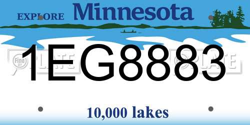1EG8883 Minnesota License Plate