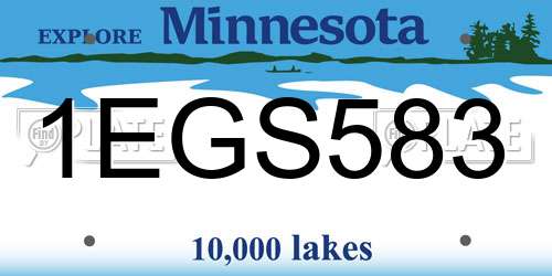 1EGS583 Minnesota License Plate