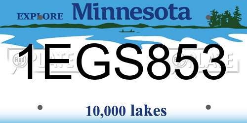 1EGS853 Minnesota License Plate