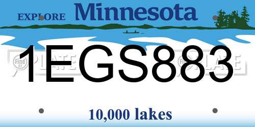 1EGS883 Minnesota License Plate