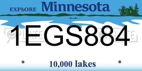 1EGS884 Minnesota License Plate