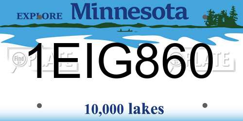 1EIG860 Minnesota License Plate