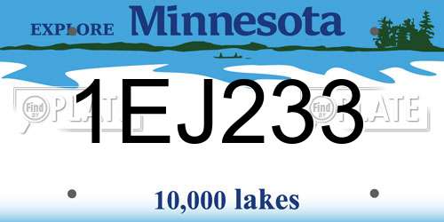 1EJ233 Minnesota License Plate