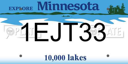 1EJT33 Minnesota License Plate