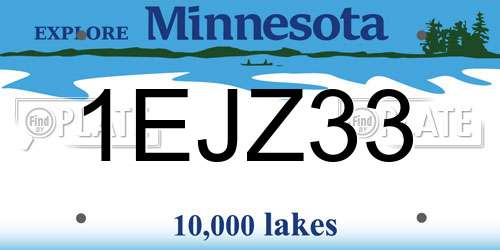 1EJZ33 Minnesota License Plate