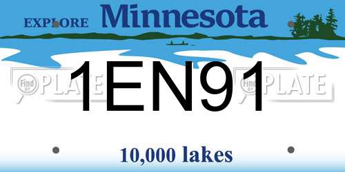 1EN91 Minnesota License Plate