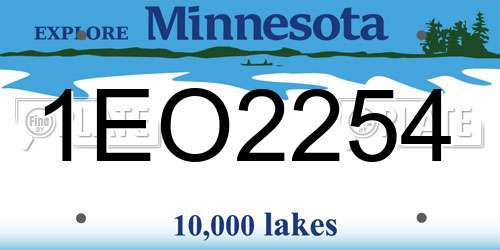 1EO2254 Minnesota License Plate