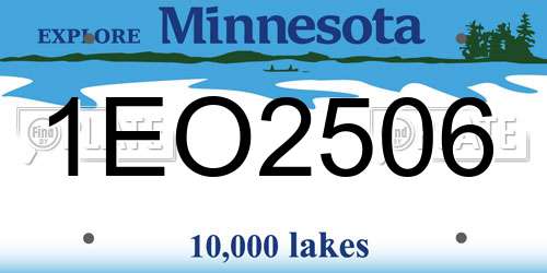 1EO2506 Minnesota License Plate
