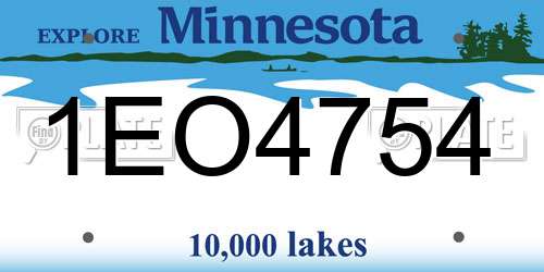 1EO4754 Minnesota License Plate