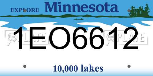 1EO6612 Minnesota License Plate