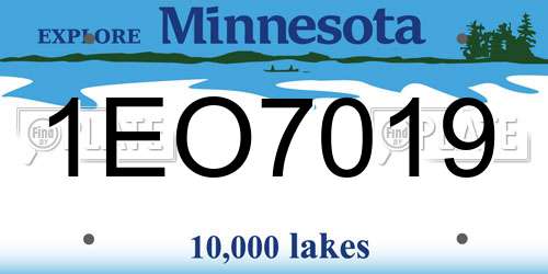1EO7019 Minnesota License Plate