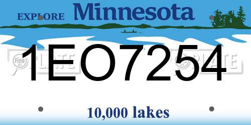 1EO7254 Minnesota License Plate