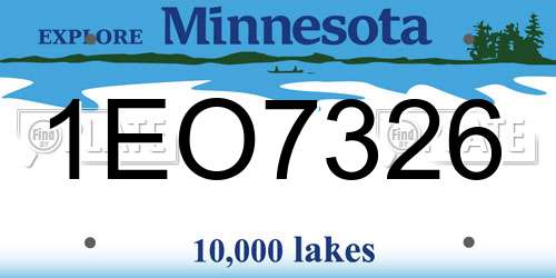 1EO7326 Minnesota License Plate