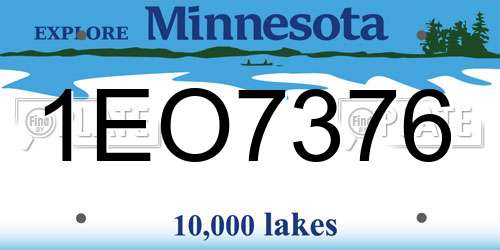 1EO7376 Minnesota License Plate