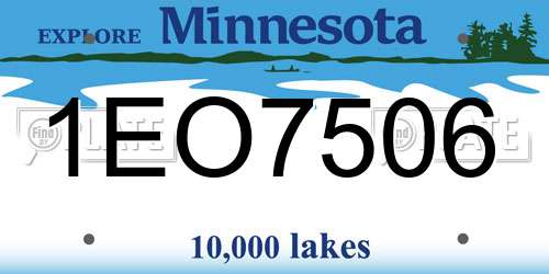 1EO7506 Minnesota License Plate