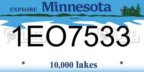 1EO7533 Minnesota License Plate