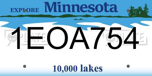 1EOA754 Minnesota License Plate