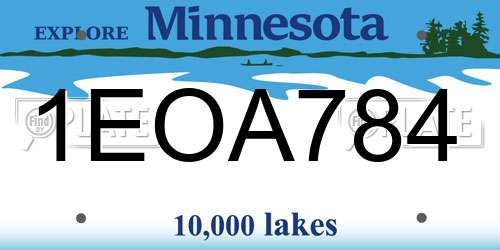 1EOA784 Minnesota License Plate