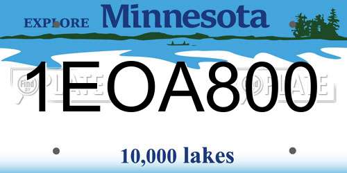 1EOA800 Minnesota License Plate