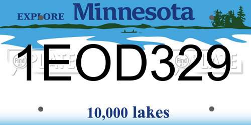 1EOD329 Minnesota License Plate