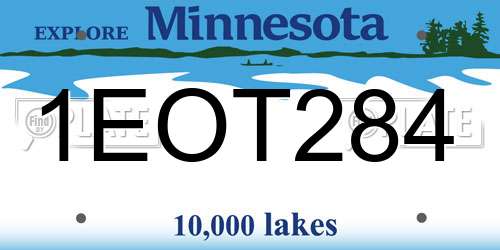 1EOT284 Minnesota License Plate