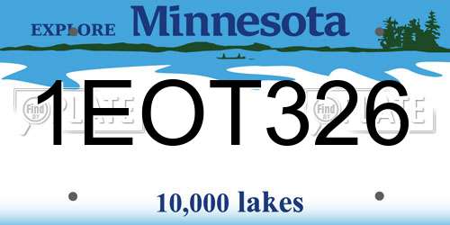 1EOT326 Minnesota License Plate