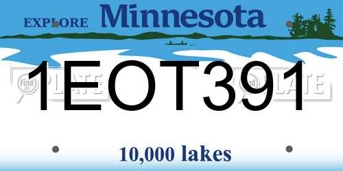 1EOT391 Minnesota License Plate