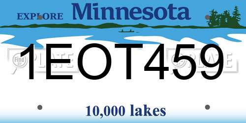 1EOT459 Minnesota License Plate